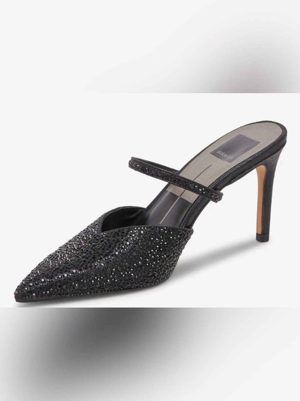 Dolce Vita Black Beaded Mesh Mule Heel